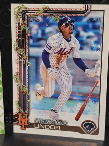 2025 Topps Holiday Francisco Lindor Plaid SP #H171 Mets - Bild 3 von 3