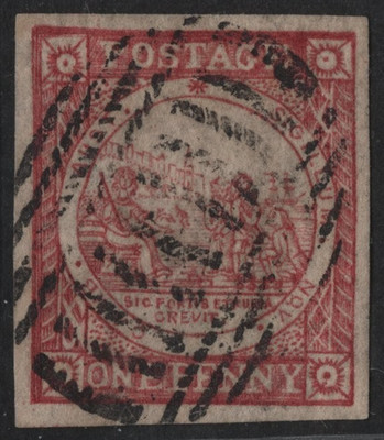 AUSTRALIA NSW 1850 SCOTT #2 S.G. #1 IMPERF FOUR MARGINS VF-XF