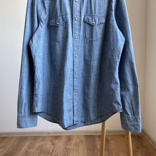 Eleventy Platinum Chambray Western Snap Button Shirt Size XL - Picture 4 of 7