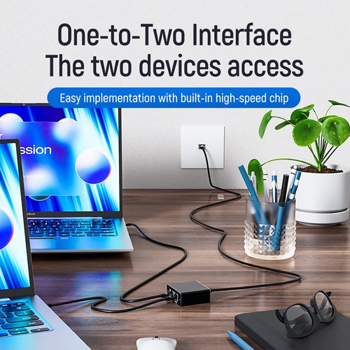 New Network Splitter For 2 PC Laptop Network RJ45 Splitter 1 in 2 out 1000Mbps - Afbeelding 21 van 21