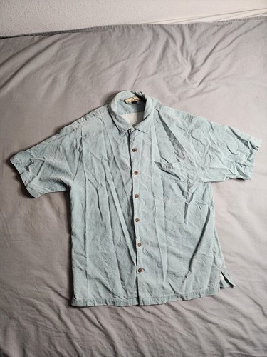 Vintage 90s Tommy Bahama Cigar Club Silk Button Up Shirt Mens Gr. Large Blue NEW - Bild 3 von 9
