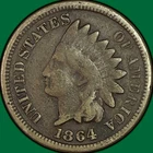 1864 Copper Nickel Indian Head Cent Fine F Coin #42672