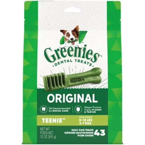 (NEU) 43 ct Greenies Dental Daily Treats Original TEENIE für Hunde 5-15 lbs 12oz