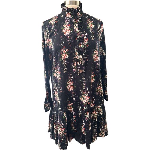 Biesenkleid Damen groß schwarz Onyx fallende Blumen Bouquet Shirtkleid - Bild 4 von 23