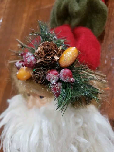 Vecchio Mondo Pelliccia Babbo Natale Faccia Barba Decorativa Porta Corona Albero Ornamento 25" - Foto 4 di 11