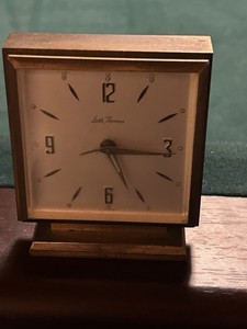 Vintage Seth Thomas Brass Miniature Alarm Clock- Runs