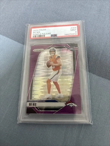 🔥 2024 PANINI PRIZM - ROOKIE BO NIX #309 PURPLE PULSAR PRIZM (RC) PSA 9 🔥