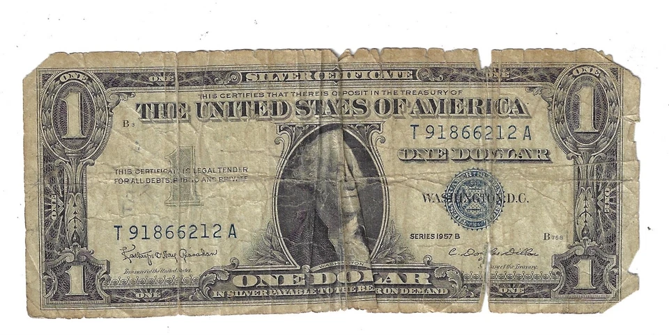 1 Dollar 1957 United States Banknote Silver Certificates #  419 - Image 2 of 3