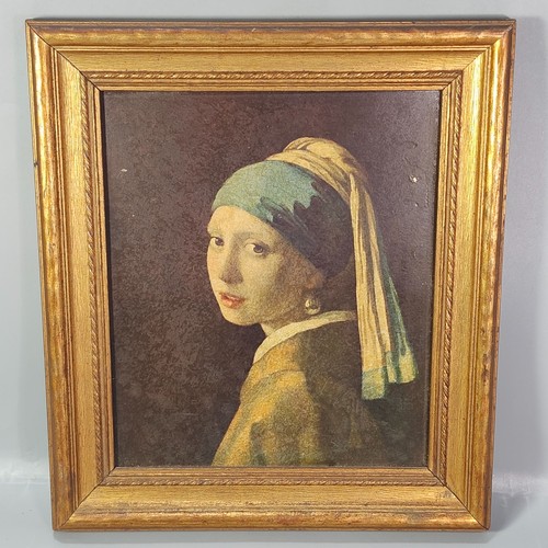 Johannes Vermeer Wall Art Print Girl With Pearl Earring 10”x11” Gold Tone Frame - Picture 1 of 24