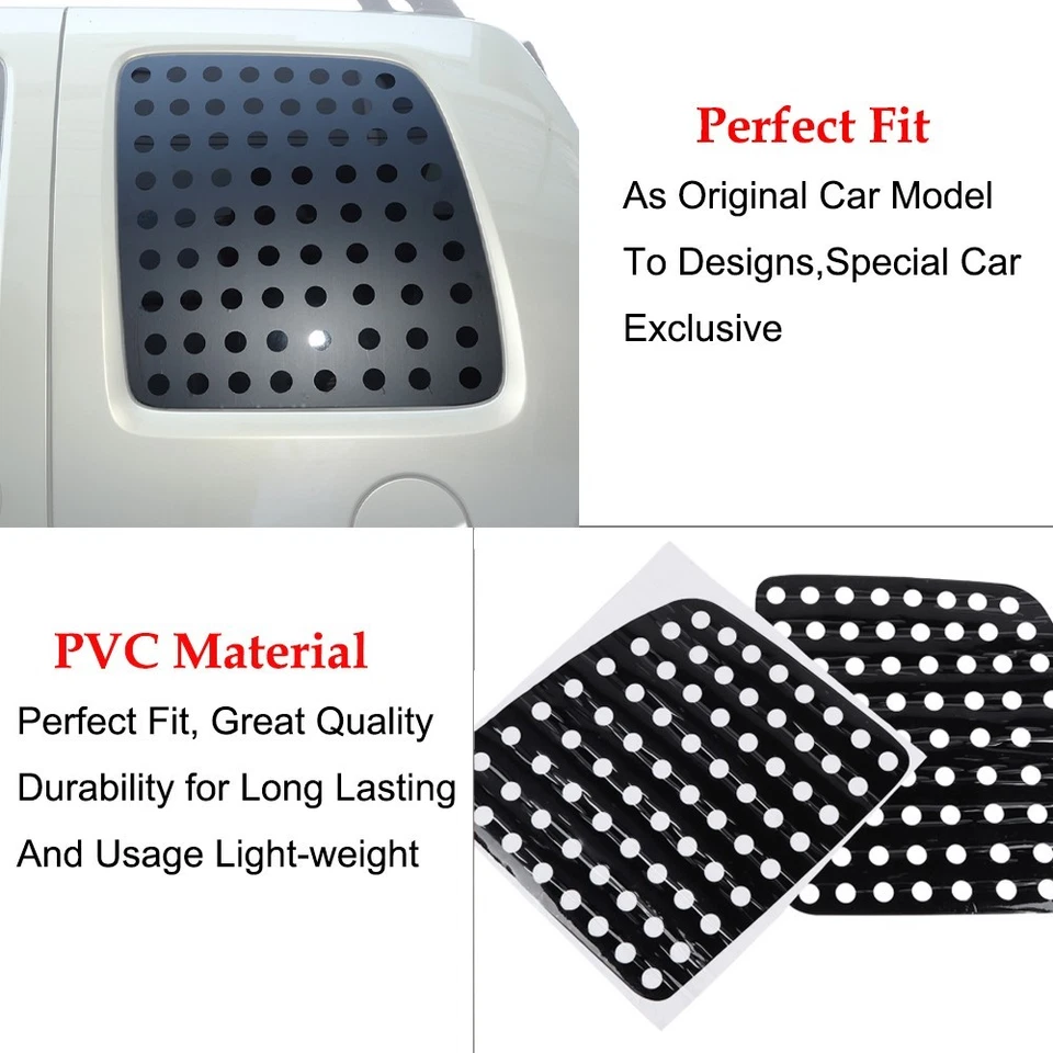 Cubierta adhesiva de vidrio triangular de PVC negro para Jeep Liberty 1999-2007 Foto 3 de 4