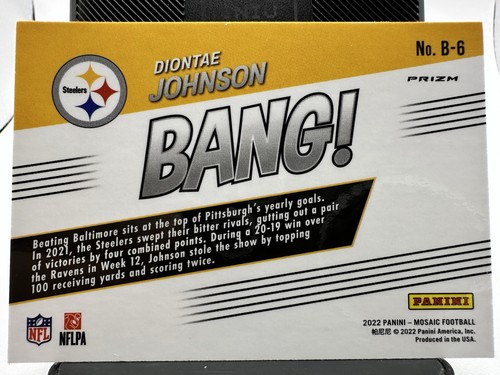 2022 Panini Mosaic #B-6 Diontae Johnson Bang! Mosaic Green Pittsburgh Steelers - Picture 3 of 4