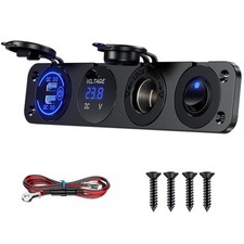4 in 1 Marine Switch Panel, 12V 36W Dual USB Charger Socket Power Outlet  Ci...