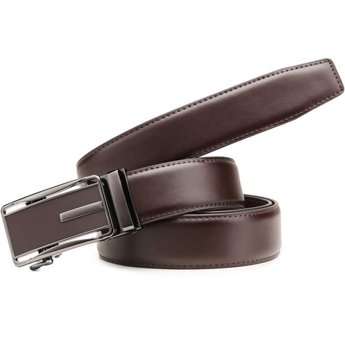 Mens Belt 2 Pack,Leather Ratchet Click Belt Dress with Slide Buckle 1 3/8" in... - Picture 5 of 7