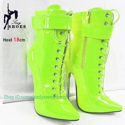 18cm Stiletto Heel High Heels Pointed Toe Patent Leather Sexy Ankle Boots Shoes - Picture 9 of 32