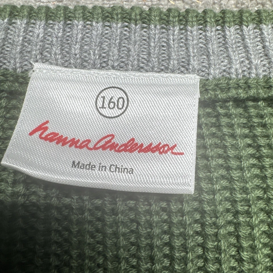 Suéter Hanna Andersson Niños Algodón Rayas Multicolor Verde Azul Amarillo Talla 16 Foto 3 de 4