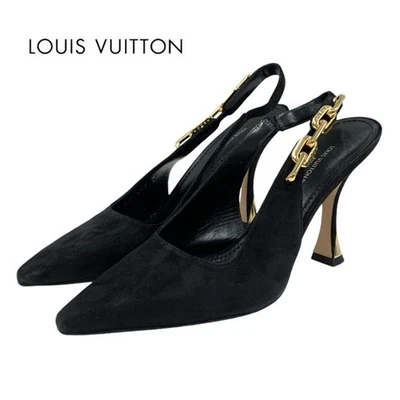Escarpins Louis Vuitton talon noir or ligne scintillante daim femme taille 36,5 - Photo 1/4