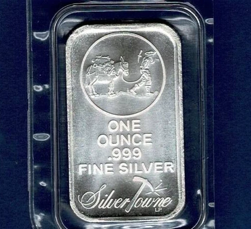 1 Oz  .999 SILVER TOWNE PROSPECTOR  BULLION BAR  SEALED