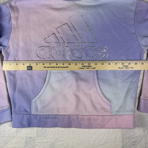 Adidas Hoodie Youth XL Pullover Sweatshirt Purple Blue Pink Ombre Metallic 16 - Picture 3 of 7