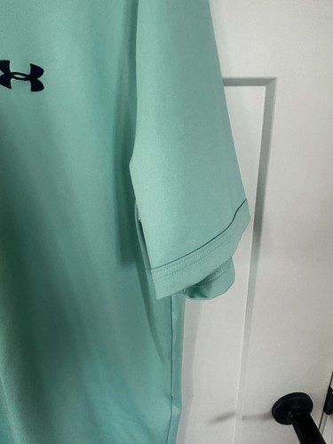 Under Armour Golf Polo Shirt Size Large Teal Short Sleeve Heat Gear Pristine! - Picture 3 of 11