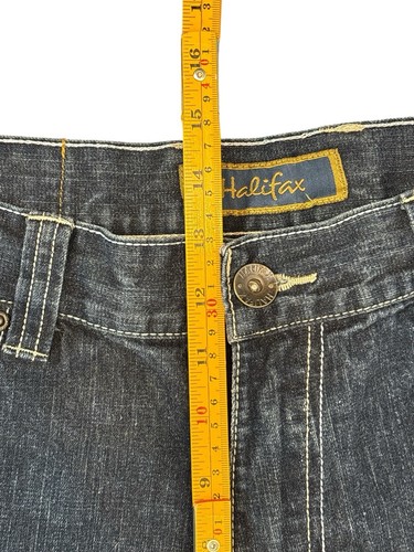 Vtg Halifax Dark Wash Distressed Denim Bermuda Jean Shorts Men’s 36W READ desc - Picture 7 of 9