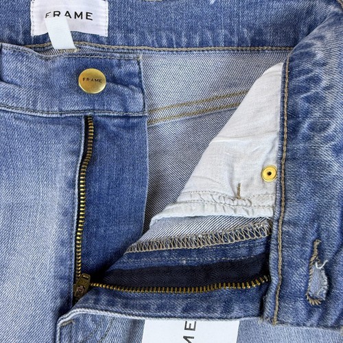 Frame Damen Le Palazzo Crop Jeans Blau Federn Gr. 27 Boho Wide Leg Denim - Bild 3 von 10