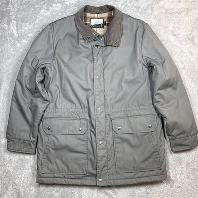 Vintage Fieldmaster Canvas Chore Jacket Men L Reg Gray Lined Storm Plus II