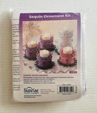 Sunrise Craft  Hobby Sequin Ornament Kit Advent Votive Candle Holders Makes 5
