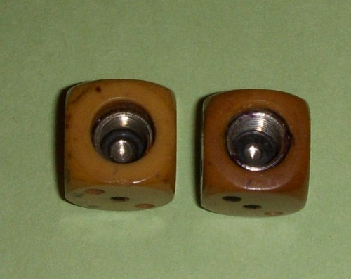 Old BAKELITE DICE Valve-Stem Caps for tires have Great patina - Picture 2 of 4