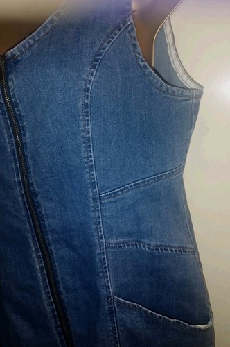Quiz Denim Dress Stretch Body Con Blue Sz 14 - Picture 4 of 5