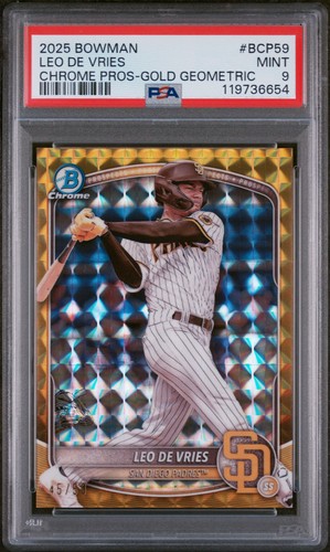 2025 Bowman Chrome Prospects Gold Geometric Leo De Vries #BCP-59 /50 PSA 9