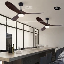 52 Inch Modern Ceiling Fan With Remote Indoor 3 Wood Blades Chandelier 50W New