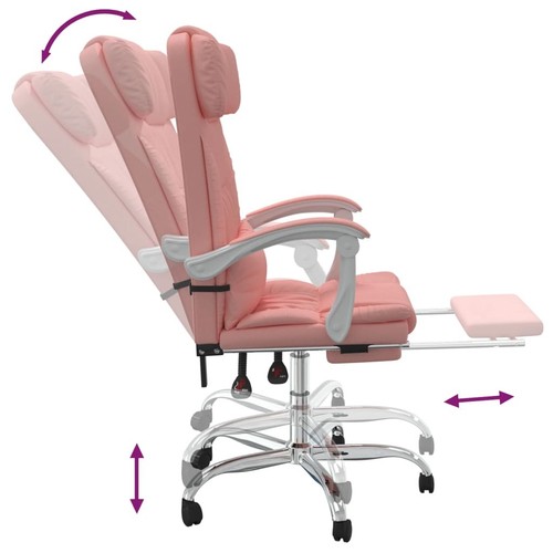 vidaXL Poltrona da Ufficio Massaggiante Reclinabile rosa in Similpelle - Foto 8 di 10