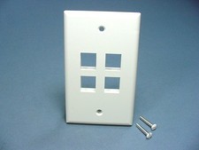 Leviton 41080-4WP White 1-Gang 4-Port Unbreakable Nylon Standard Wallplate Cover