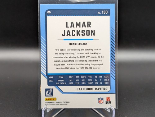 2024 Panini Donruss LAMAR JACKSON #130 Purple Press Proof Baltimore Ravens - Picture 2 of 2
