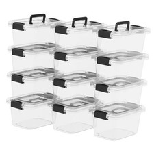 Lidded Storage Bin, Tote Organizing Container with Handle and Buckles, 6.8Qt 12