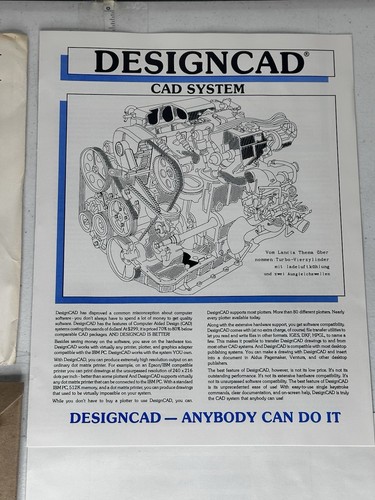 Vintage 1989 DesignCAD 3D CAD System Demo Kit w/ Brochures & Disks - MS-DOS PC - Picture 4 of 13