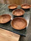 Vintage 70’s MCM Parquet Wooden 6 Inch Basket Weave Salad Bowls Set of 5