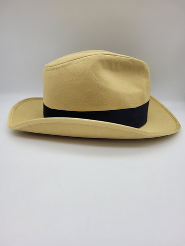 Cappello Fedora Vintage Disney Dick Tracey Taglia Small Tan Nero Fascia USA - Foto 6 di 19