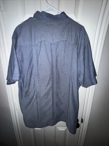 Howler Bros Guayabera Shirt Mens XL Grey Blue X-Large 4 Pocket Cuban Mexican - Picture 5 of 9