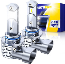 HB3 9005 LED Light Bulbs White, 6000K Super Bright, Fanless Mini Size, Plug and