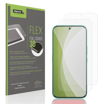 2x Full Cover Schutzfolie matt für Tecno Camon 50 Pro Panzerfolie Anti-Shock