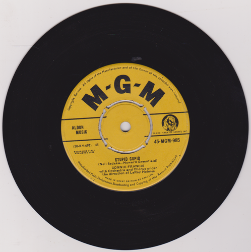 Connie Francis – Stupid Cupid (MGM 1958) 7" vinyl single VG/- - Imagen 3 de 4