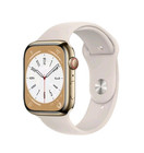 Apple Watch Series 8 LTE (GPS + CELLAR) 45mm Gold Starlight Stal nierdzewna Oryginalne opakowanie Doskonały