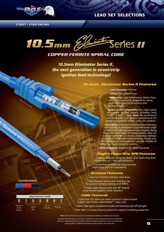 EAGLE 10.5 IGNITION LEADS & PLATINUM SPARK PLUGS Fits Commodore VF LS3 6.2L - Image 3 of 4