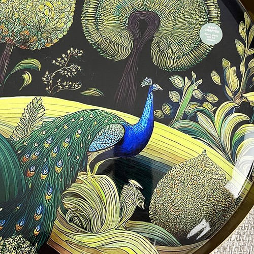 Bandeja decorativa redonda dorada decoración del hogar para mesa de centro PAVO REAL plato de velas cuenco - Imagen 4 de 9