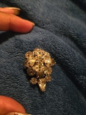  Vintage Silver Tone Clear Crystal/ Glass? Pin Brooch # 423