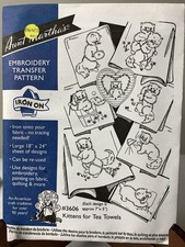 Aunt Marthas Iron-On Embroidery Transfer Pattern  Kittens For Tea Towels