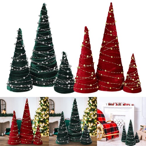 Set of Velvet Christmas Tree Ornaments in Red and Green for Holiday Decoration - Picture 9 of 18