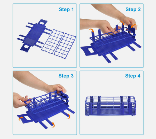 Supporto rack per tubi prova Labs - contiene tubi 60 x 16 mm - supporto per tubi da laboratorio in polipropilene - Foto 4 di 8