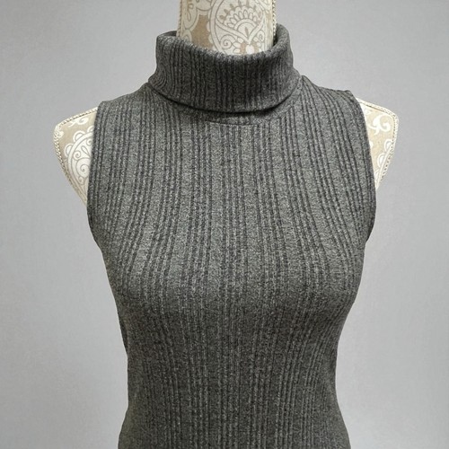 Nine West ärmelloses Rippstrick Rollkragen Maxi Pullover Kleid grau Gr. M - Bild 5 von 13